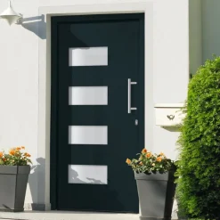 vidaXL hoveddør 100x200 cm aluminium og PVC antracitgrå