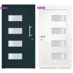 vidaXL hoveddør 100x200 cm aluminium og PVC antracitgrå