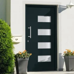 vidaXL hoveddør 100x200 cm aluminium og PVC antracitgrå