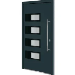 vidaXL hoveddør 100x200 cm aluminium og PVC antracitgrå
