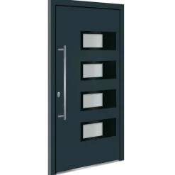 vidaXL hoveddør 100x200 cm aluminium og PVC antracitgrå