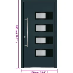 vidaXL hoveddør 100x200 cm aluminium og PVC antracitgrå