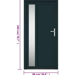 vidaXL hoveddør 98x200 cm PVC antracitgrå