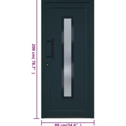 vidaXL hoveddør 88x200 cm PVC antracitgrå