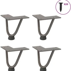 vidaXL hårnåleben til sofabord 4 stk. naturstål 10 cm massivt stål