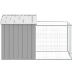 vidaXL hundehus med løbegård 117x201x123 cm galvaniseret stål lysegrå