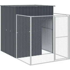vidaXL hundehus med løbegård 165x251x181 cm galvaniseret stål antracit