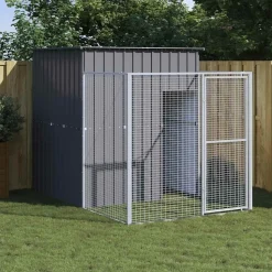 vidaXL hundehus med løbegård 165x251x181 cm galvaniseret stål antracit