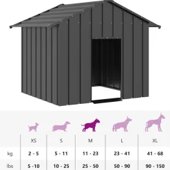 vidaXL hundehus med tag 131x101x102 cm galvaniseret stål