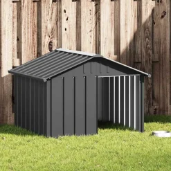vidaXL hundehus 116,5x103x81,5 cm galvaniseret stål antracitgrå