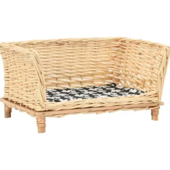 vidaXL hundekurv med hynde 50x33x30 cm naturlig pil