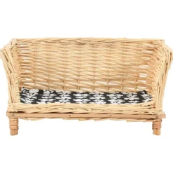 vidaXL hundekurv med hynde 50x33x30 cm naturlig pil