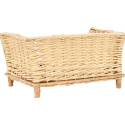 vidaXL hundekurv med hynde 50x33x30 cm naturlig pil