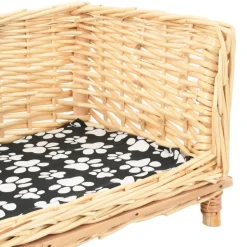 vidaXL hundekurv med hynde 50x33x30 cm naturlig pil