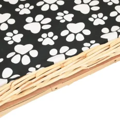 vidaXL hundekurv med hynde 50x33x30 cm naturlig pil