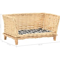 vidaXL hundekurv med hynde 50x33x30 cm naturlig pil