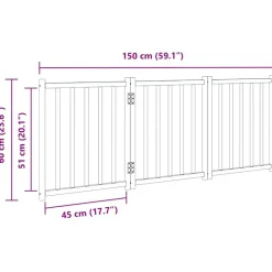 vidaXL hundelåge 3 paneler 150 cm foldbar massivt gran