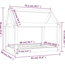 vidaXL hundeseng 81x60x70 cm massivt fyrretræ