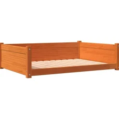vidaXL hundeseng 105,5x75,5x28 cm massivt fyrretræ gyldenbrun