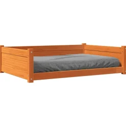 vidaXL hundeseng 105,5x75,5x28 cm massivt fyrretræ gyldenbrun