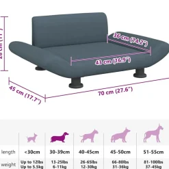 vidaXL hundeseng 70x45x28 cm stof mørkegrå