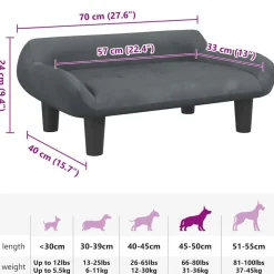vidaXL hundeseng 70x40x24 cm velour mørkegrå