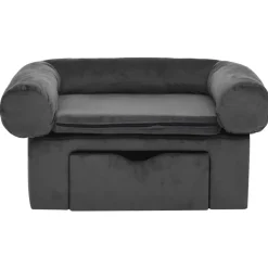 vidaXL hundesofa med skuffe 75x50x38 cm plys mørkegrå