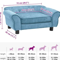 vidaXL hundesofa 72x45x30 cm plys turkis
