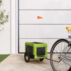 vidaXL hundetrailer til cykel oxfordstof og jern grøn og sort