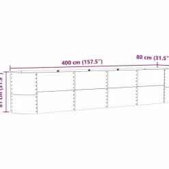 vidaXL Hævet bed Grøn 400 x 80 x 81 cm Stål