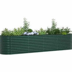 vidaXL Hævet bed Grøn 400 x 80 x 81 cm Stål