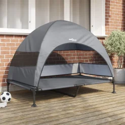 vidaXL Hævet hundeseng Lysegrå 127 x 81 x 108 cm Stof og stål