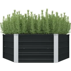 vidaXL hævet plantekasse 129x129x45 cm galvaniseret stål antracitgrå
