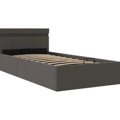 vidaXL hydraulisk opbevaringsseng med LED 90x200 cm stof mørkegrå