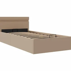 vidaXL hydraulisk opbevaringsseng LED 90x200 cm kunstlæder cappuccino