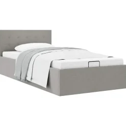 vidaXL hydraulisk opbevaringsseng 90 x 200 stof lysegrå