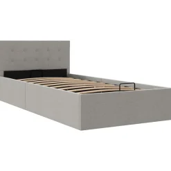 vidaXL hydraulisk opbevaringsseng 90 x 200 stof lysegrå