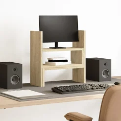 vidaXL hylde til skrivebord 40x17x41 cm konstrueret træ sonoma-eg