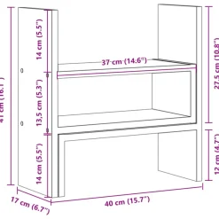 vidaXL hylde til skrivebord 40x17x41 cm konstrueret træ sonoma-eg