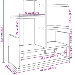 vidaXL hylde til skrivebord 49x20x52,5 cm konstrueret træ betongrå