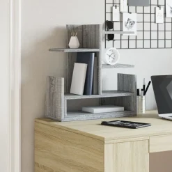 vidaXL hylde til skrivebord 49x20x52,5 cm konstrueret træ grå sonoma