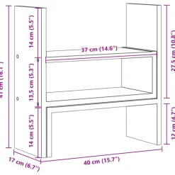vidaXL hylde til skrivebord 40x17x41 cm konstrueret træ betongrå