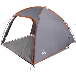 vidaXL Hyttetelt med tag Grå og orange 370 x 230 x 185 cm taft