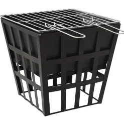 vidaXL 2-i-1 bålfad og grill 34x34x48 cm stål