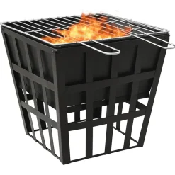 vidaXL 2-i-1 bålfad og grill 34x34x48 cm stål