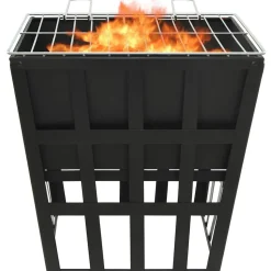 vidaXL 2-i-1 bålfad og grill 34x34x48 cm stål