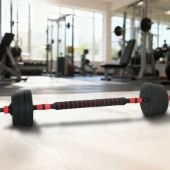 vidaXL 2-i-1 Håndvægt Barbell Sæt 20kg 20kg Sort og rød