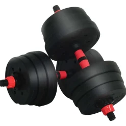 vidaXL 2-i-1 Håndvægt Barbell Sæt 20kg 20kg Sort og rød