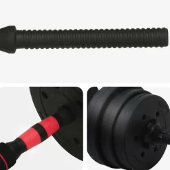 vidaXL 2-i-1 Håndvægt Barbell Sæt 20kg 20kg Sort og rød