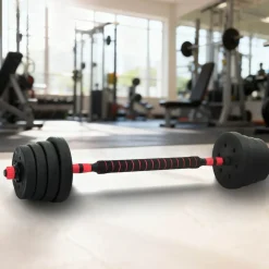 vidaXL 2-i-1 Håndvægt Barbell Sæt 30kg 30kg Sort og rød